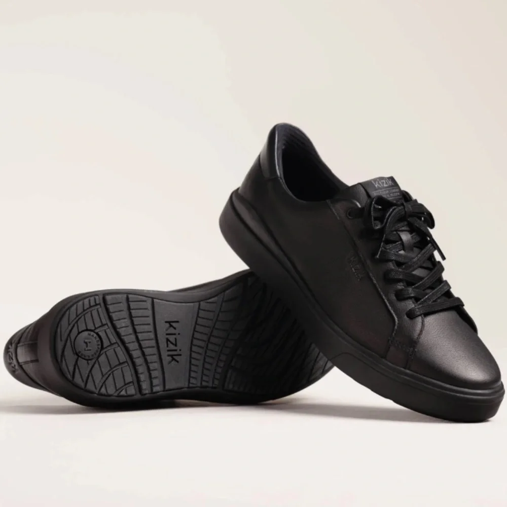 Kizik Vegas Black Leather Slip-On Lace-Up Sneakers Men's Size 11